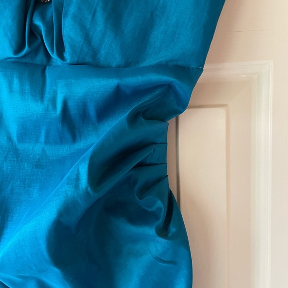 Badgley Mischka Teal Halter Dress with Jewel Neckline - size 6 - Picture 4 of 6